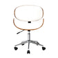 Office Desk Chair Wooden & PU Leather, White