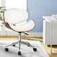 Office Desk Chair Wooden & PU Leather, White