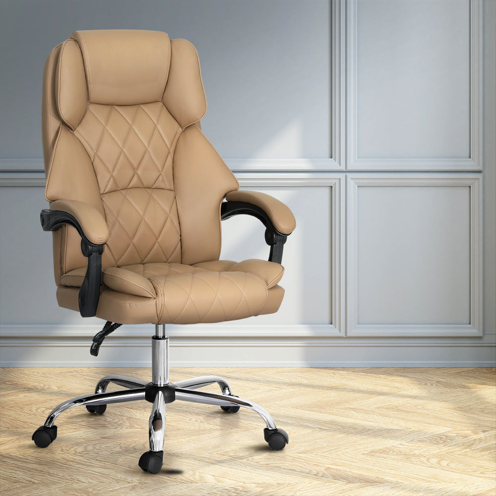 Executive Office Chair Leather Recliner Espresso