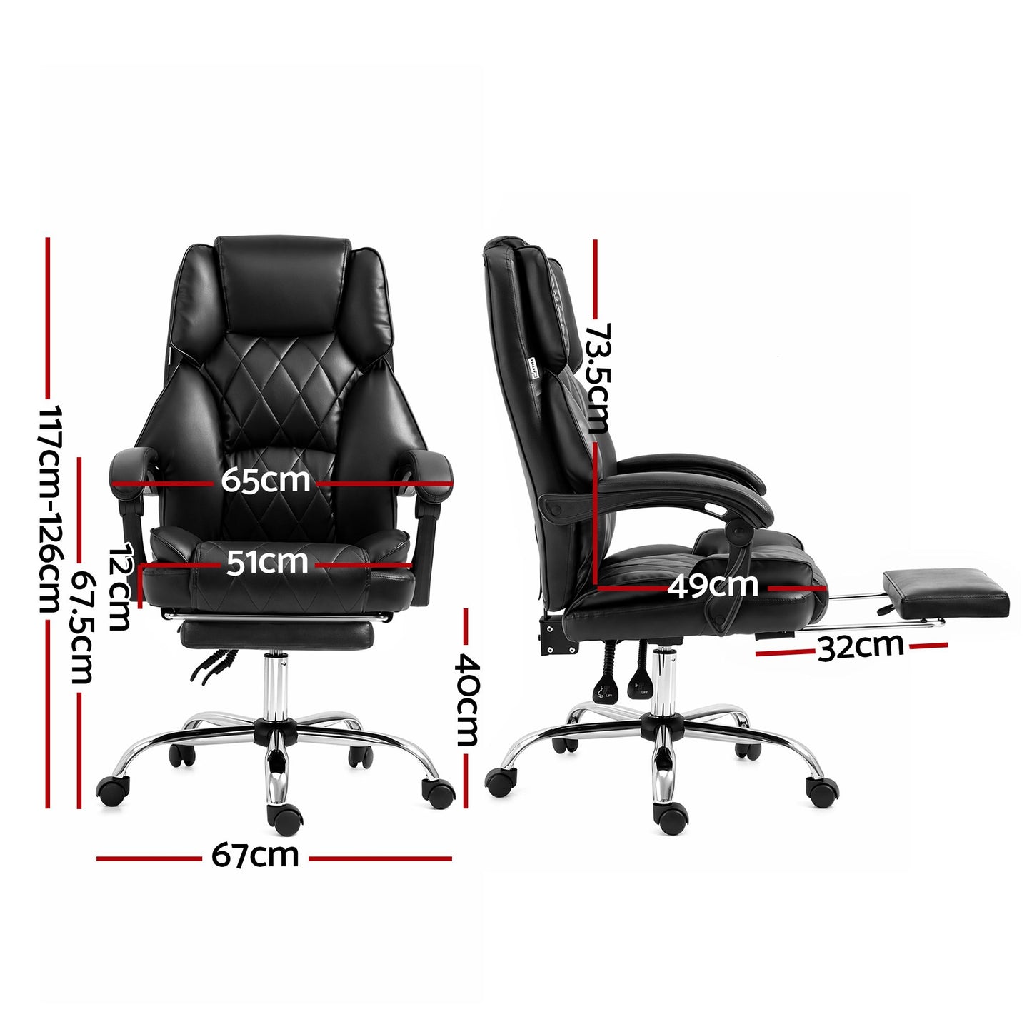 Office Chair Gaming Computer Executive Leather Seat Recliner