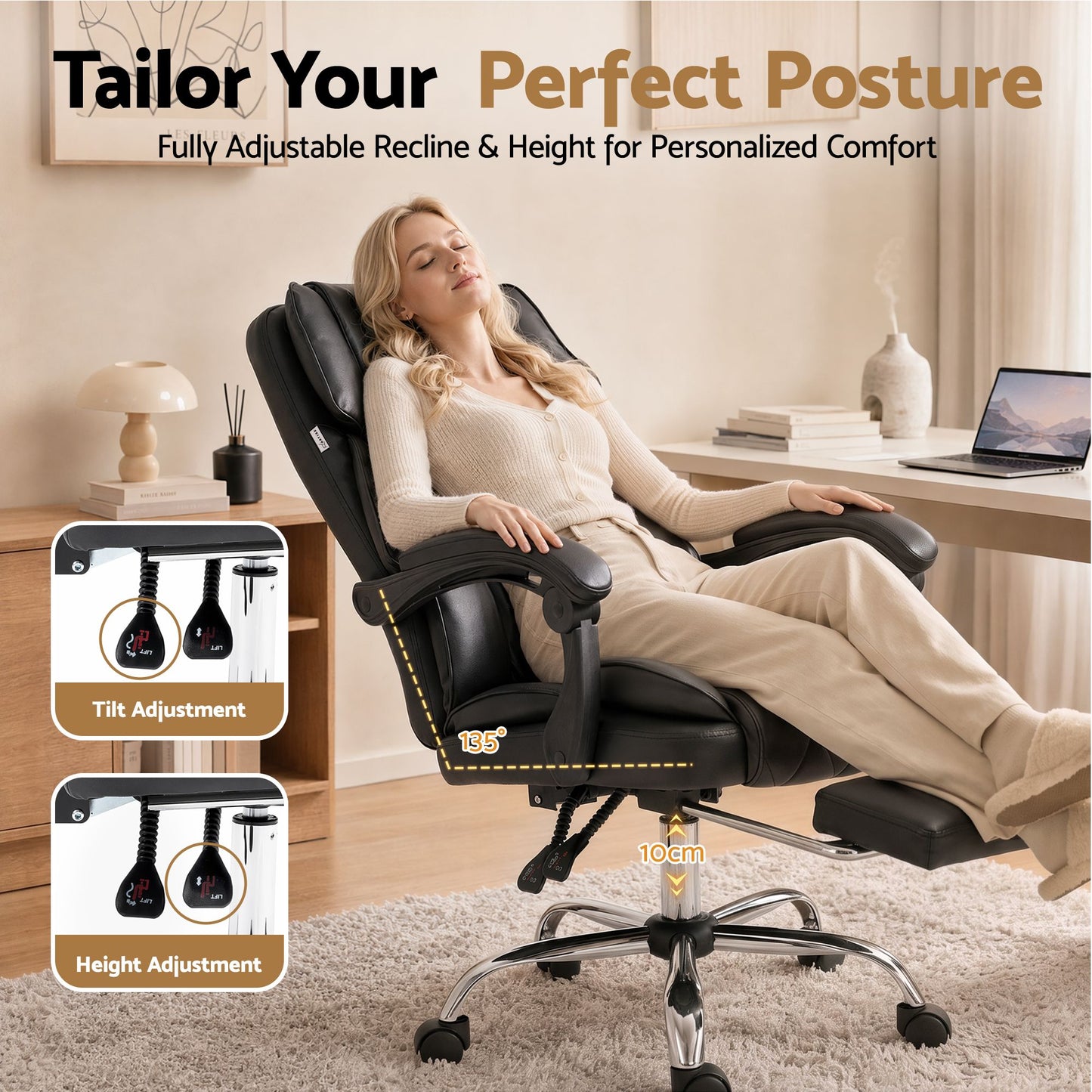 Office Chair Gaming Computer Executive Leather Seat Recliner