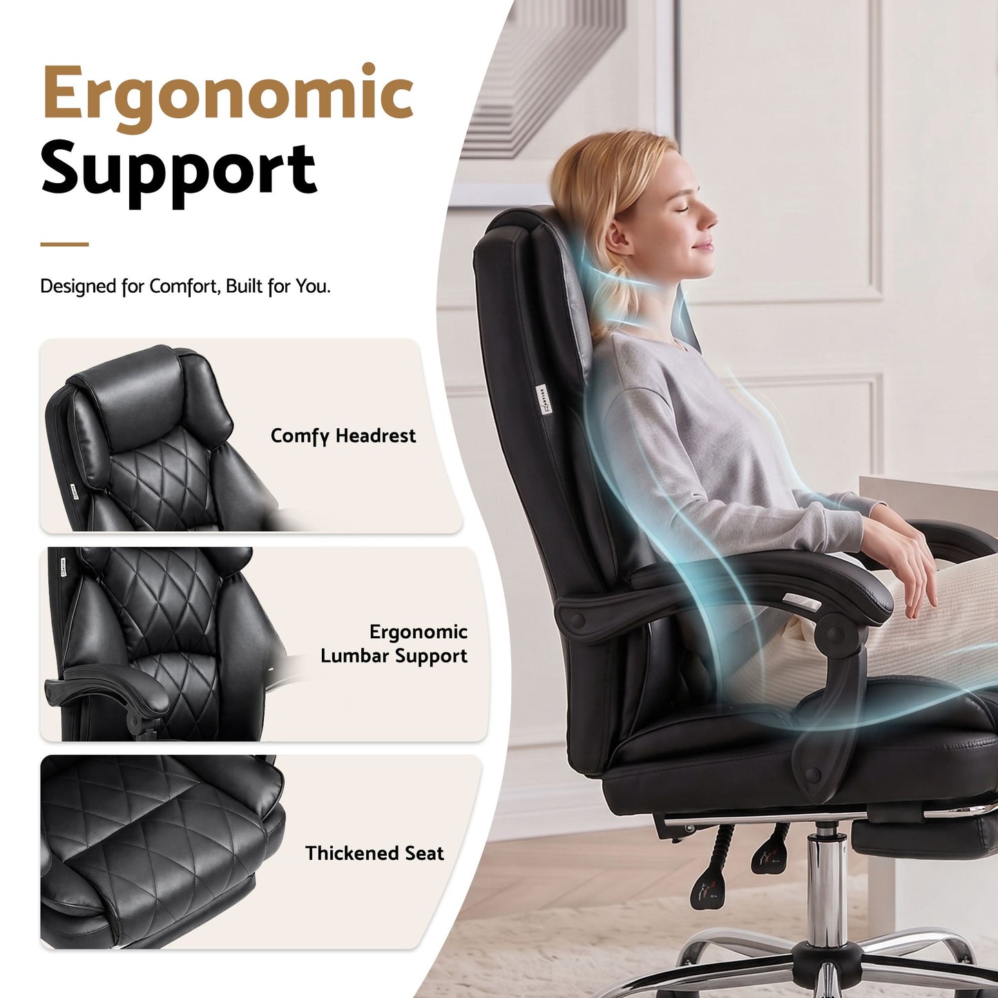 Office Chair Gaming Computer Executive Leather Seat Recliner