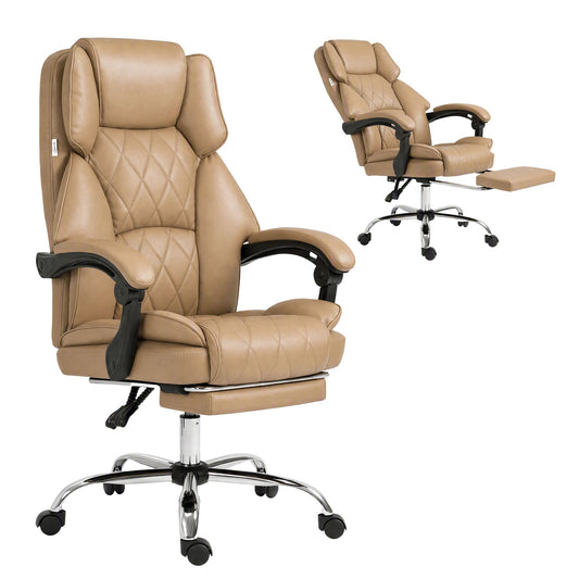 Executive Office Chair Leather with Footrest - Espresso