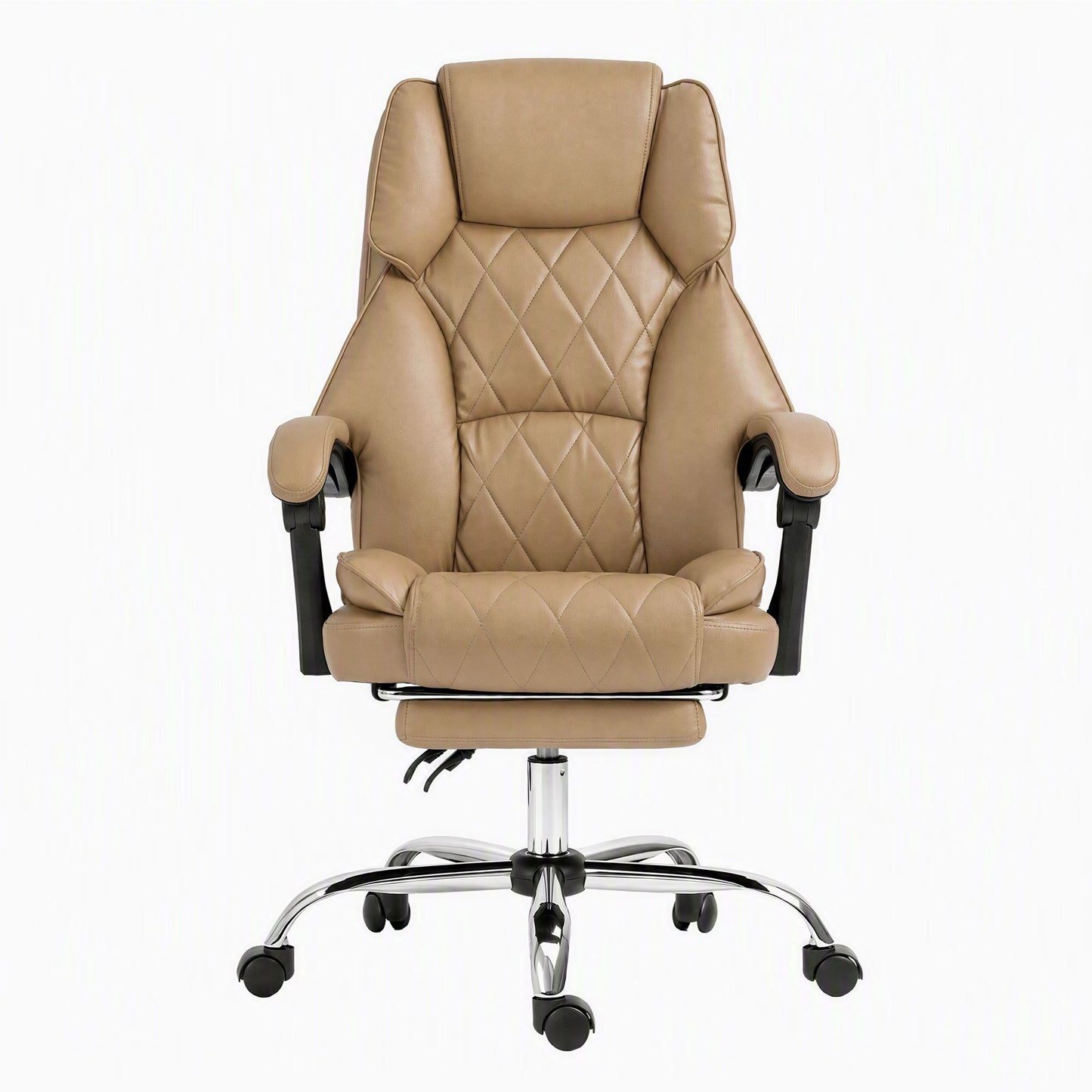 Executive Office Chair Leather with Footrest - Espresso