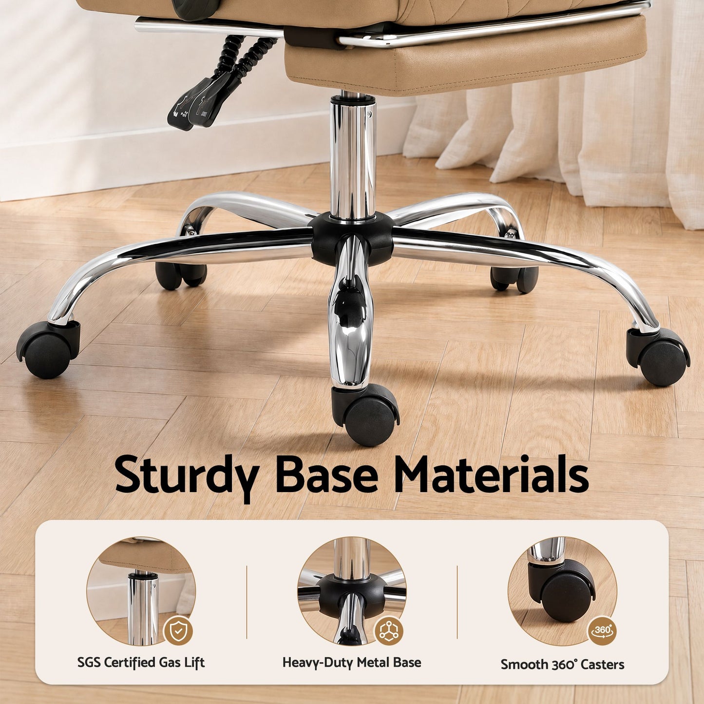 Executive Office Chair Leather with Footrest - Espresso