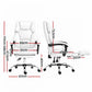 Executive Office Chair Leather with Footrest - White