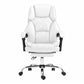 Executive Office Chair Leather with Footrest - White