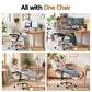 Executive Office Chair Leather with Footrest - White
