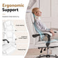 Executive Office Chair Leather with Footrest - White