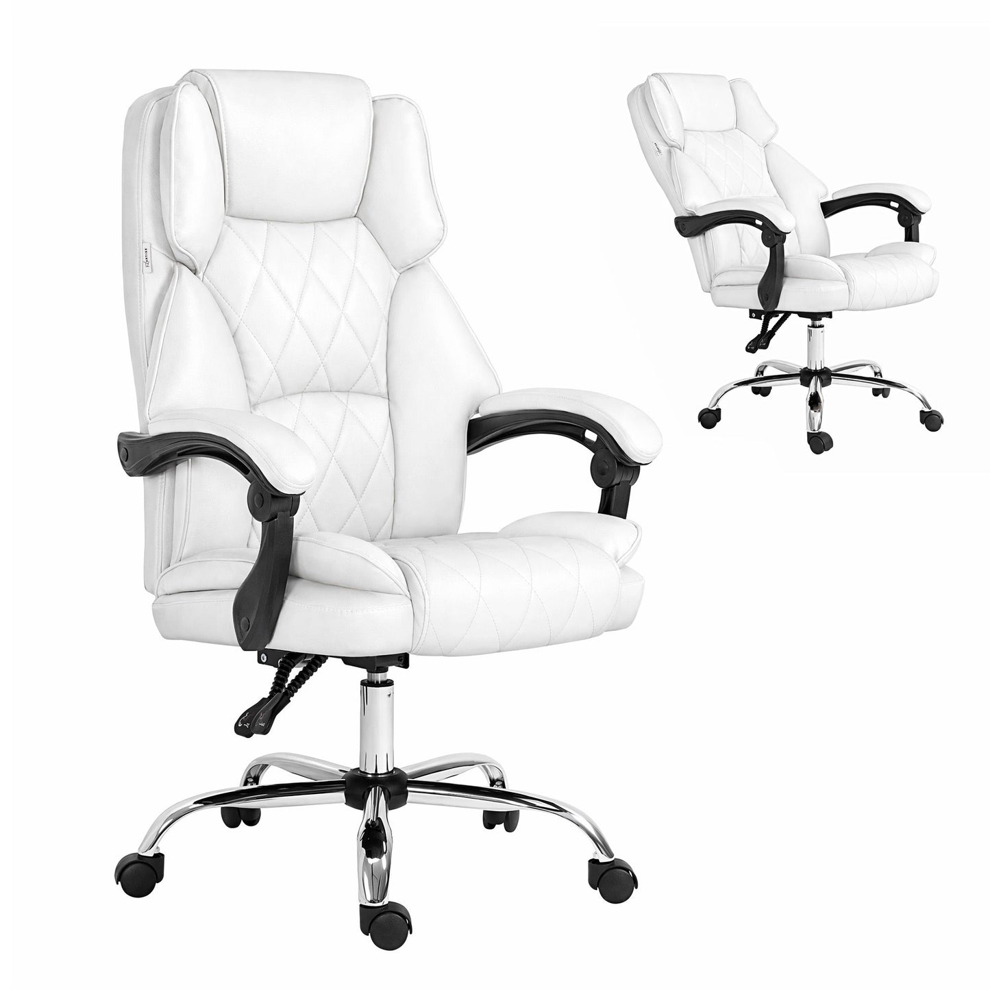 Executive Office Chair Leather Recliner - White