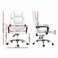 Executive Office Chair Leather Recliner - White