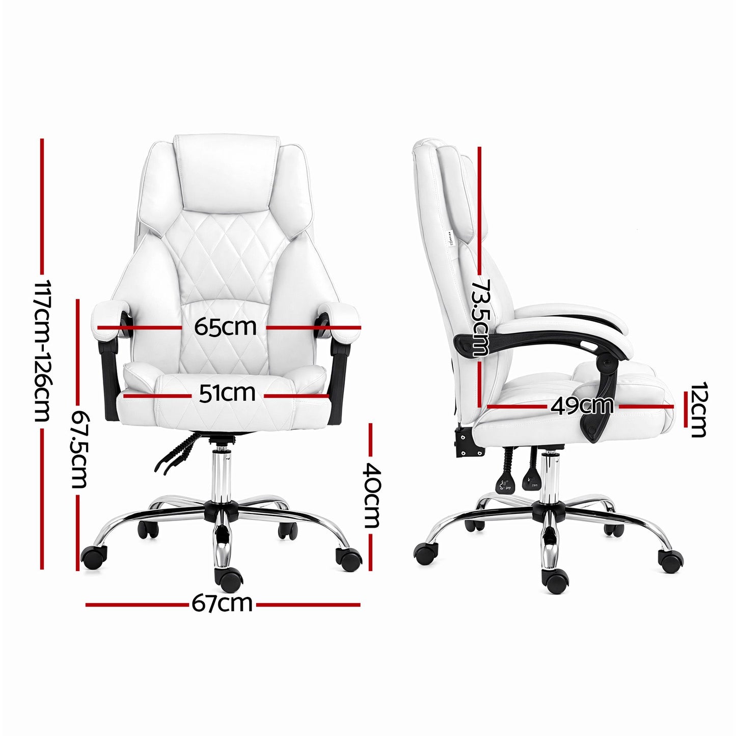 Executive Office Chair Leather Recliner - White