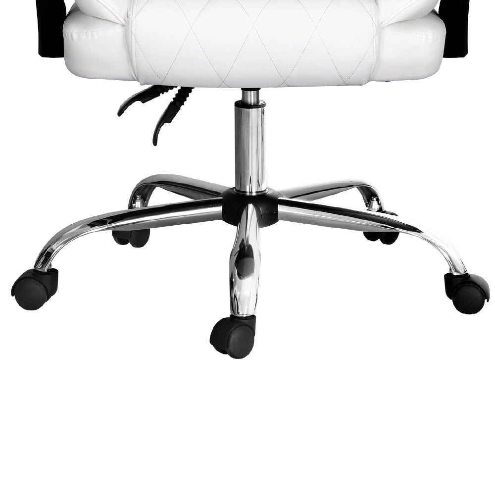 Executive Office Chair Leather Recliner - White