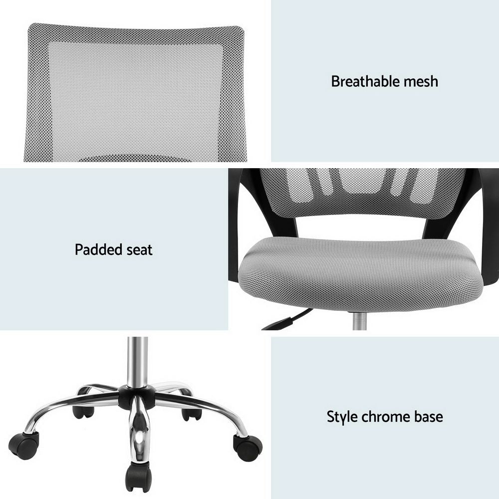 Office Chair Gaming Computer Mesh Executive Mid Back - Grey