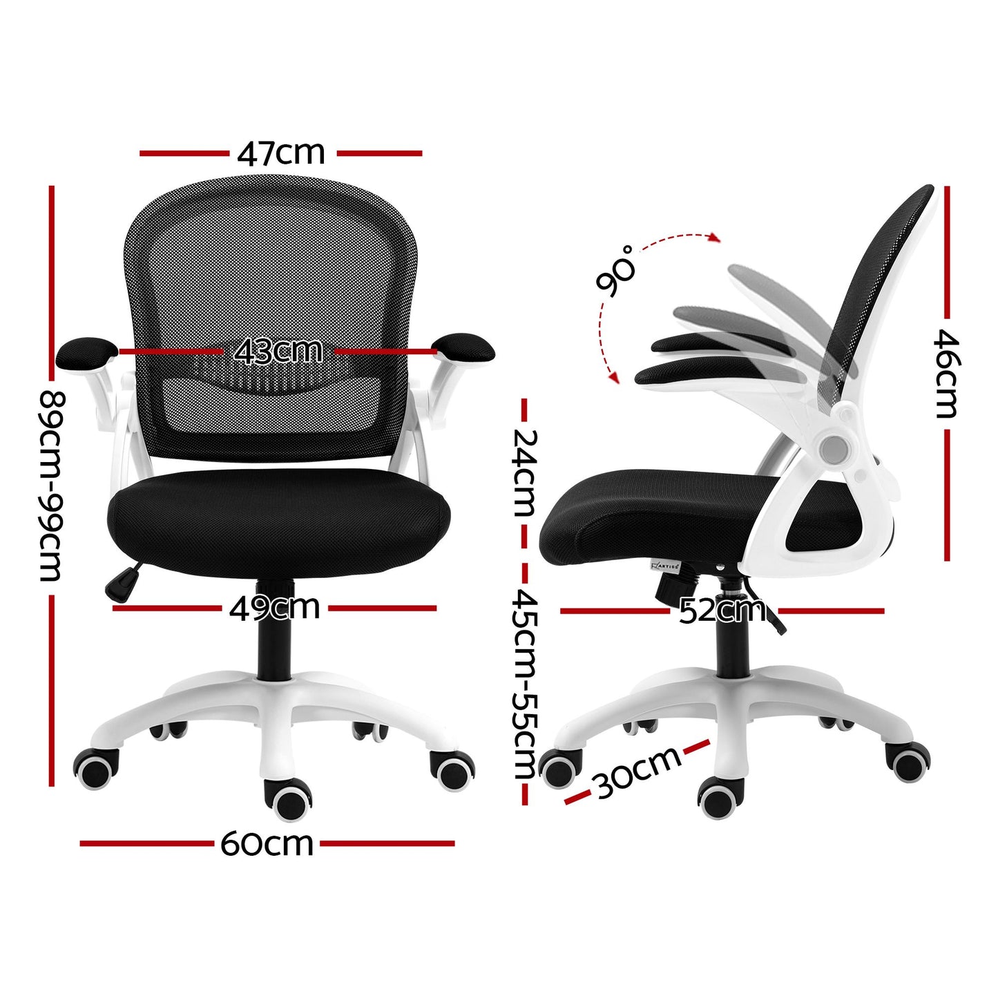 Office Chair Mesh Computer Desk Work Study Gaming Mid Back - Black