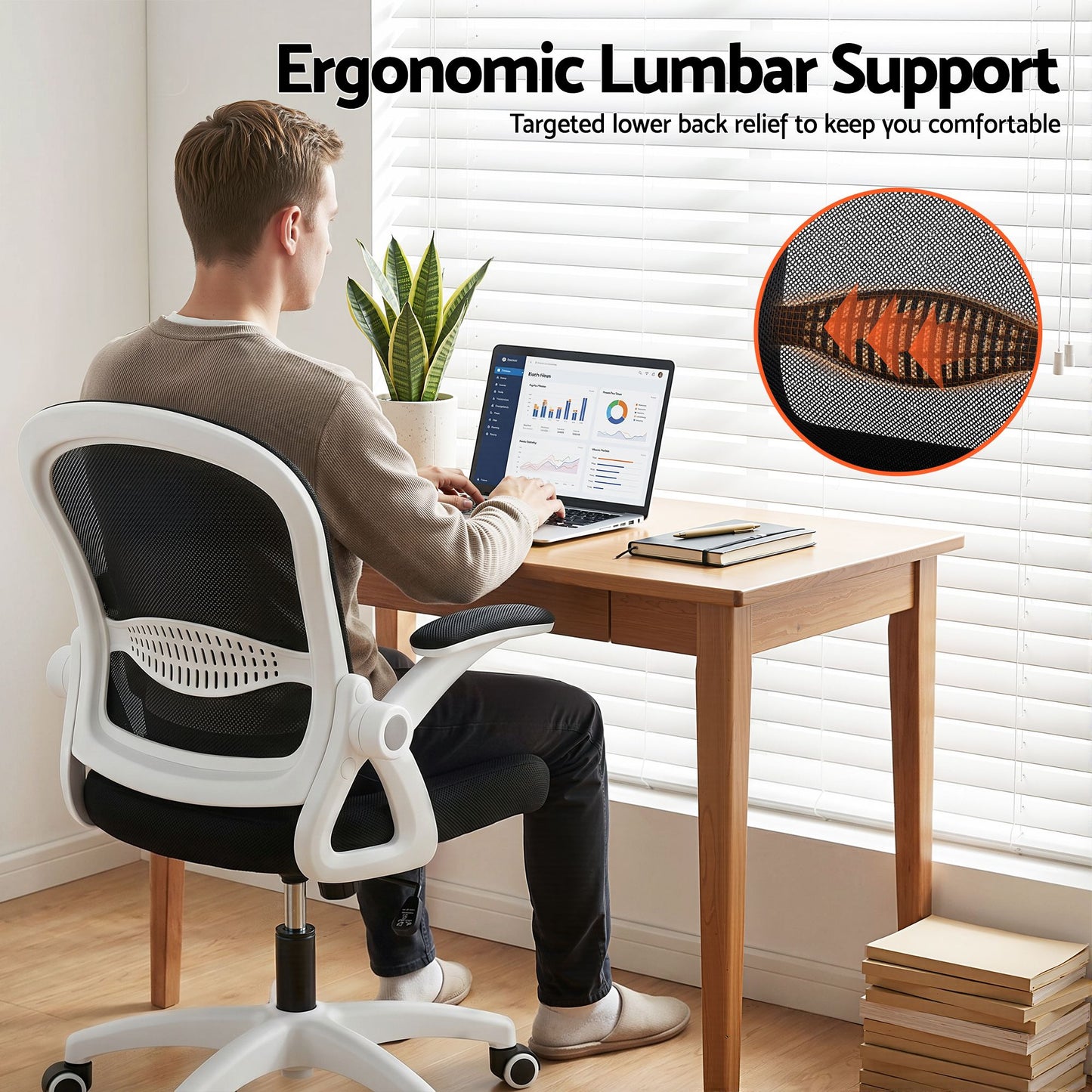 Office Chair Mesh Computer Desk Work Study Gaming Mid Back - Black