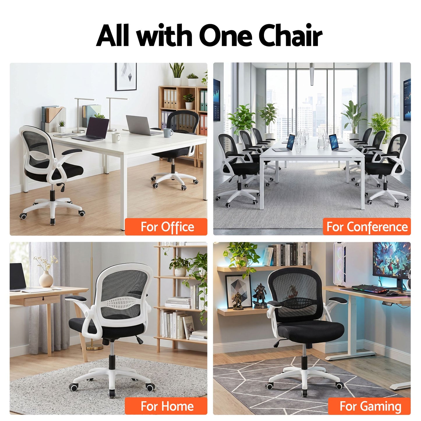 Office Chair Mesh Computer Desk Work Study Gaming Mid Back - Black