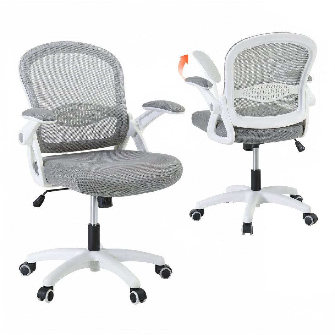 Office Chair Mesh Computer Desk Mid Back Work Home Study - Grey