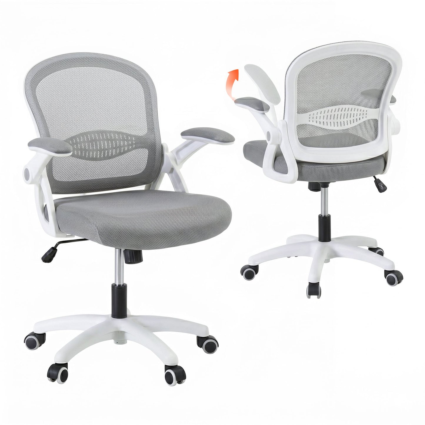 Office Chair Mesh Computer Desk Mid Back Work Home Study - Grey