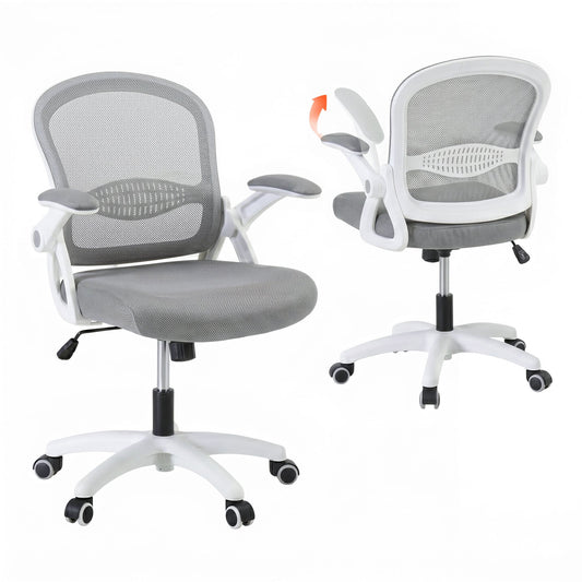 Office Chair Mesh Computer Desk Mid Back Work Home Study - Grey