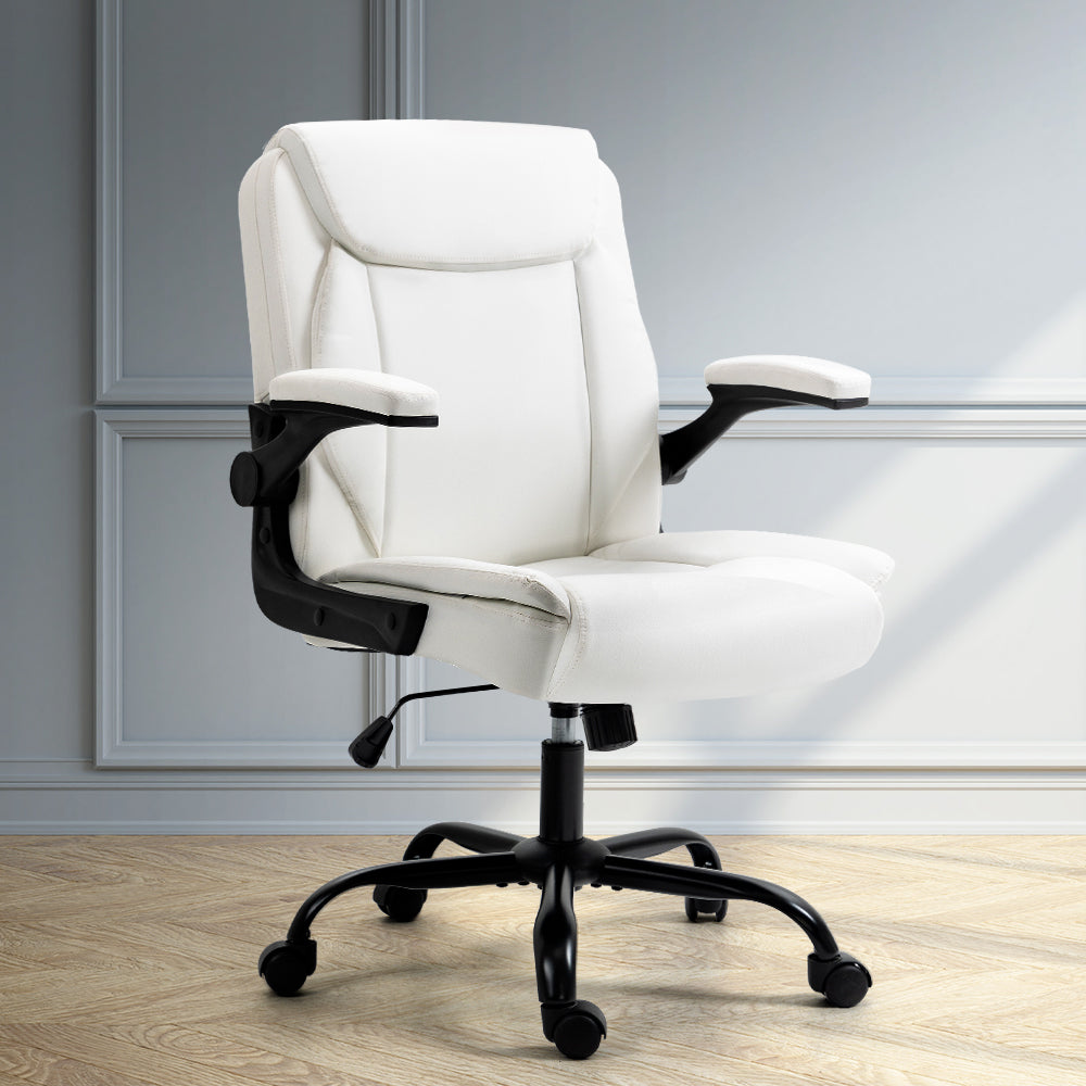 Executive Office Chair Mid Back White