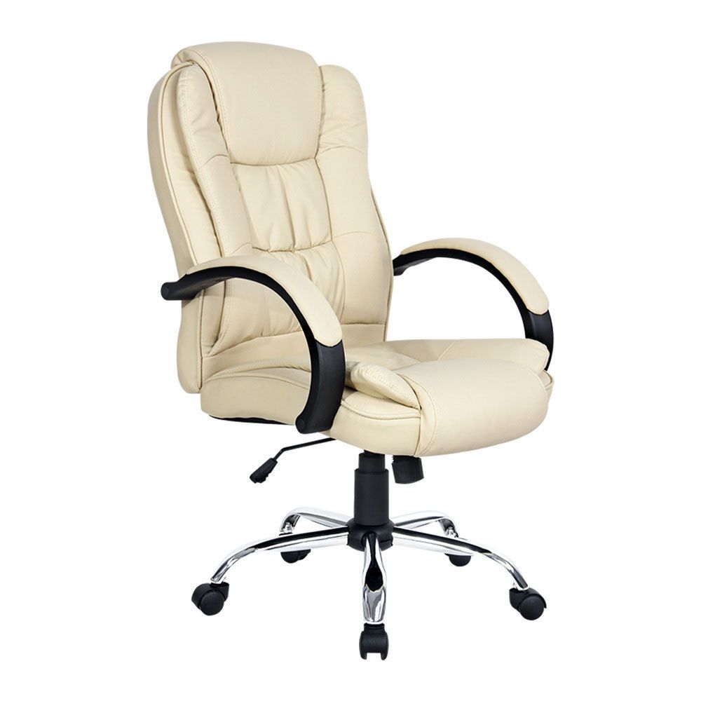 Gaming Office Chair Executive Computer Chairs PU Leather Seat - Beige