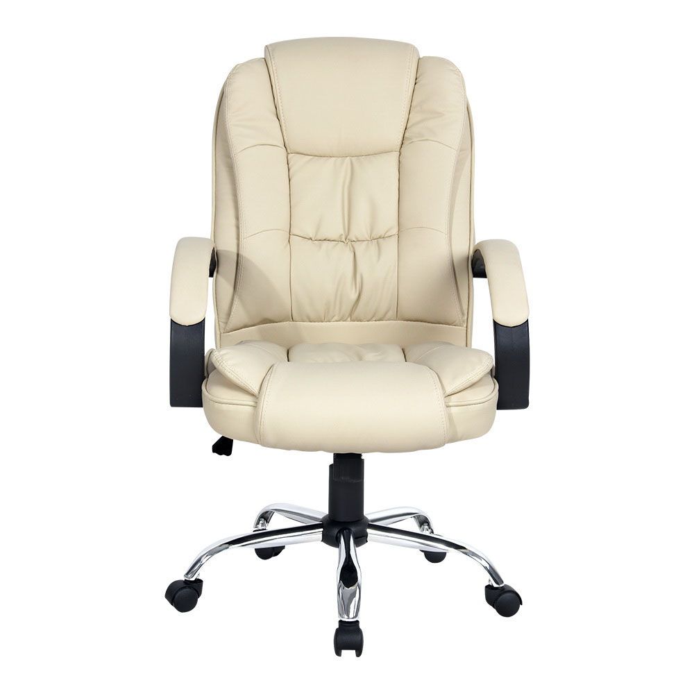 Gaming Office Chair Executive Computer Chairs PU Leather Seat - Beige