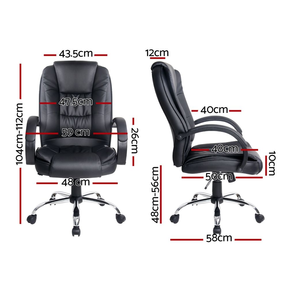 Gaming Office Chair Executive Computer Chairs PU Leather Seating - Black