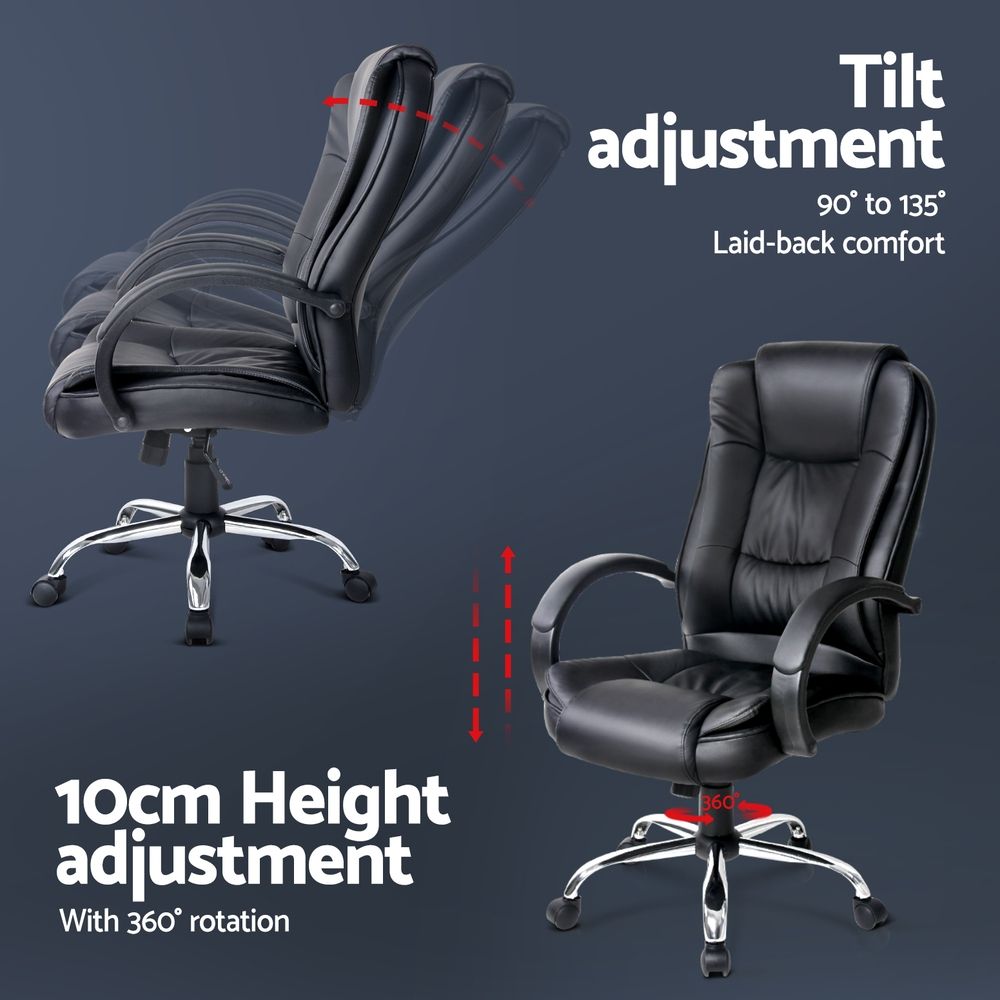 Gaming Office Chair Executive Computer Chairs PU Leather Seating - Black