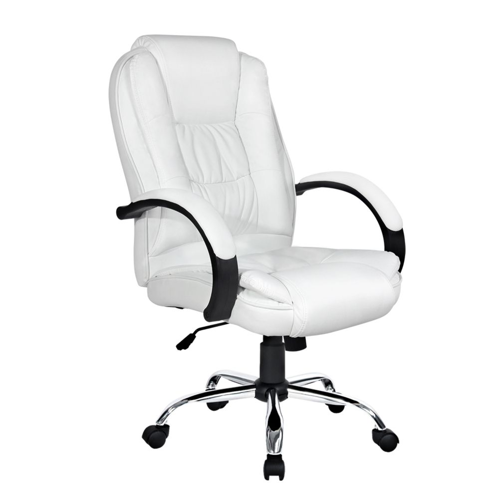Office Gaming Chair Computer Executive PU Leather Seating - White