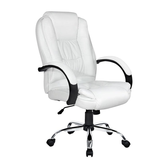 Office Gaming Chair Computer Executive PU Leather Seating - White