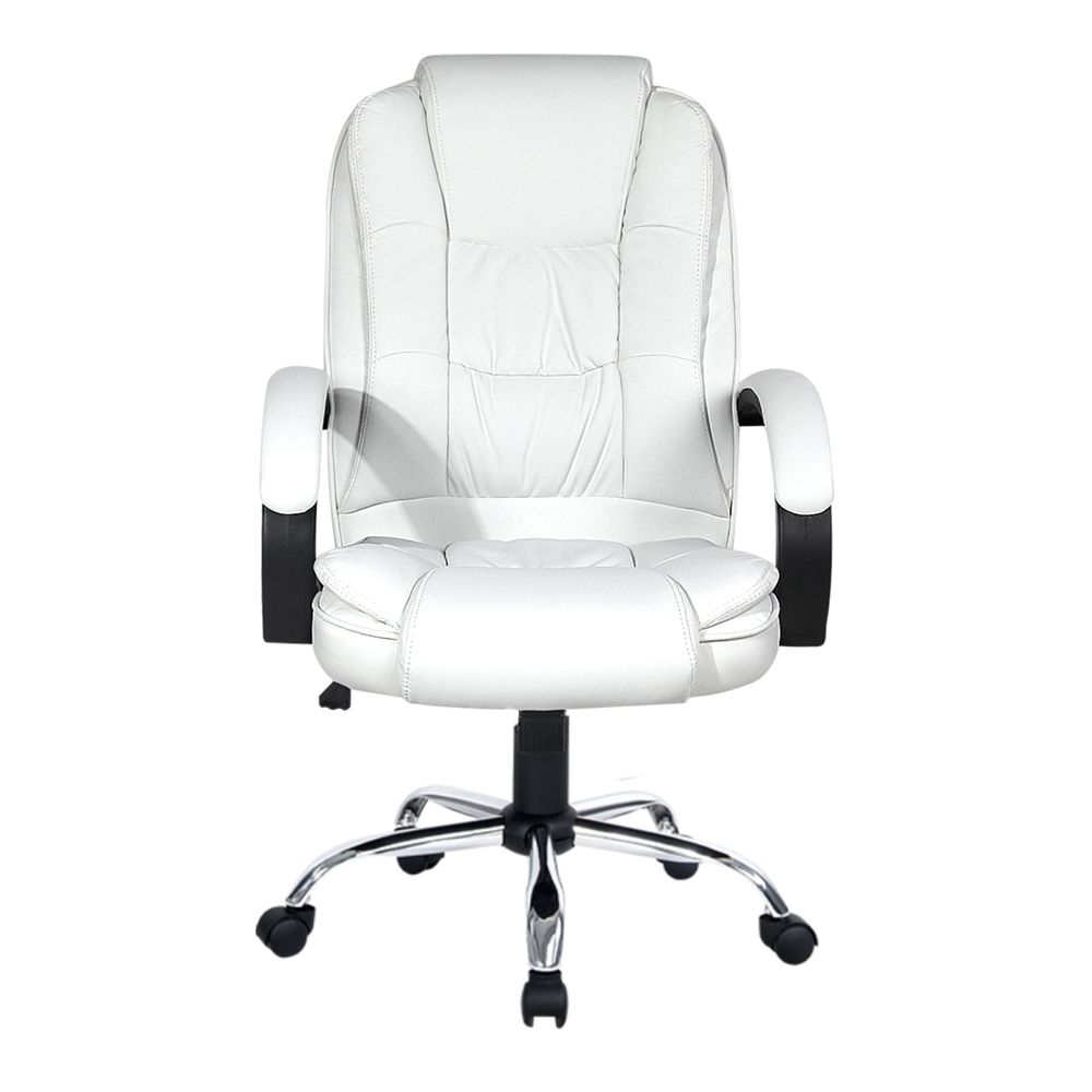Office Gaming Chair Computer Executive PU Leather Seating - White