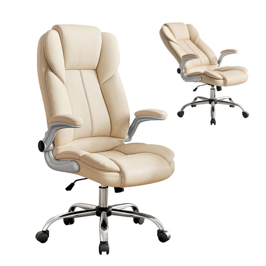 PU Leather Executive Office Desk Chair - Beige