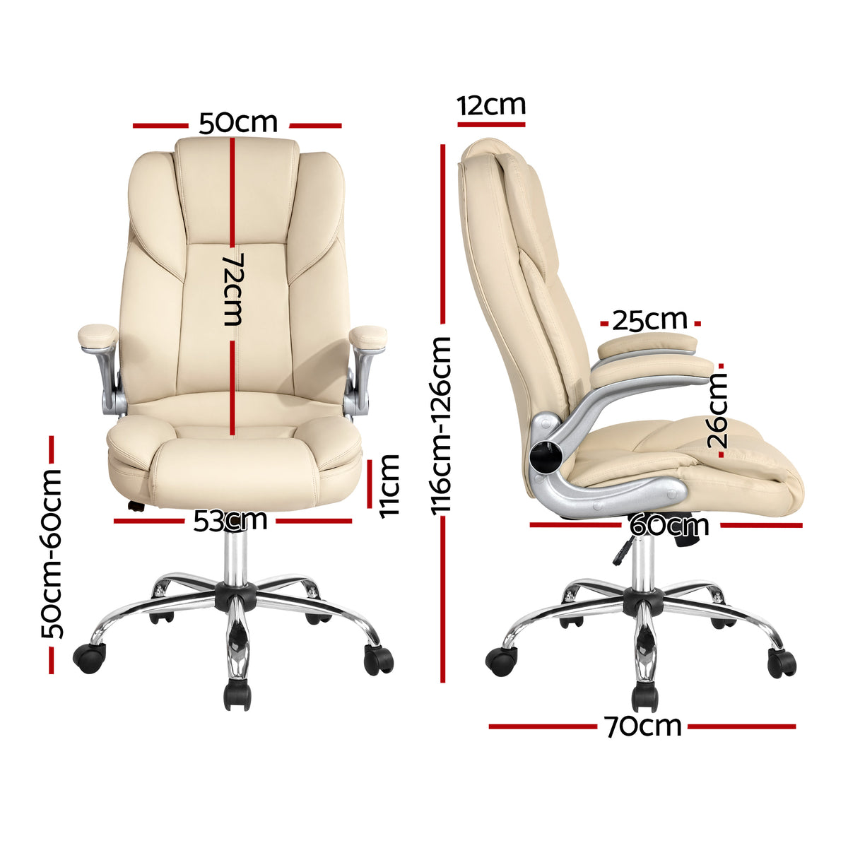 PU Leather Executive Office Desk Chair - Beige