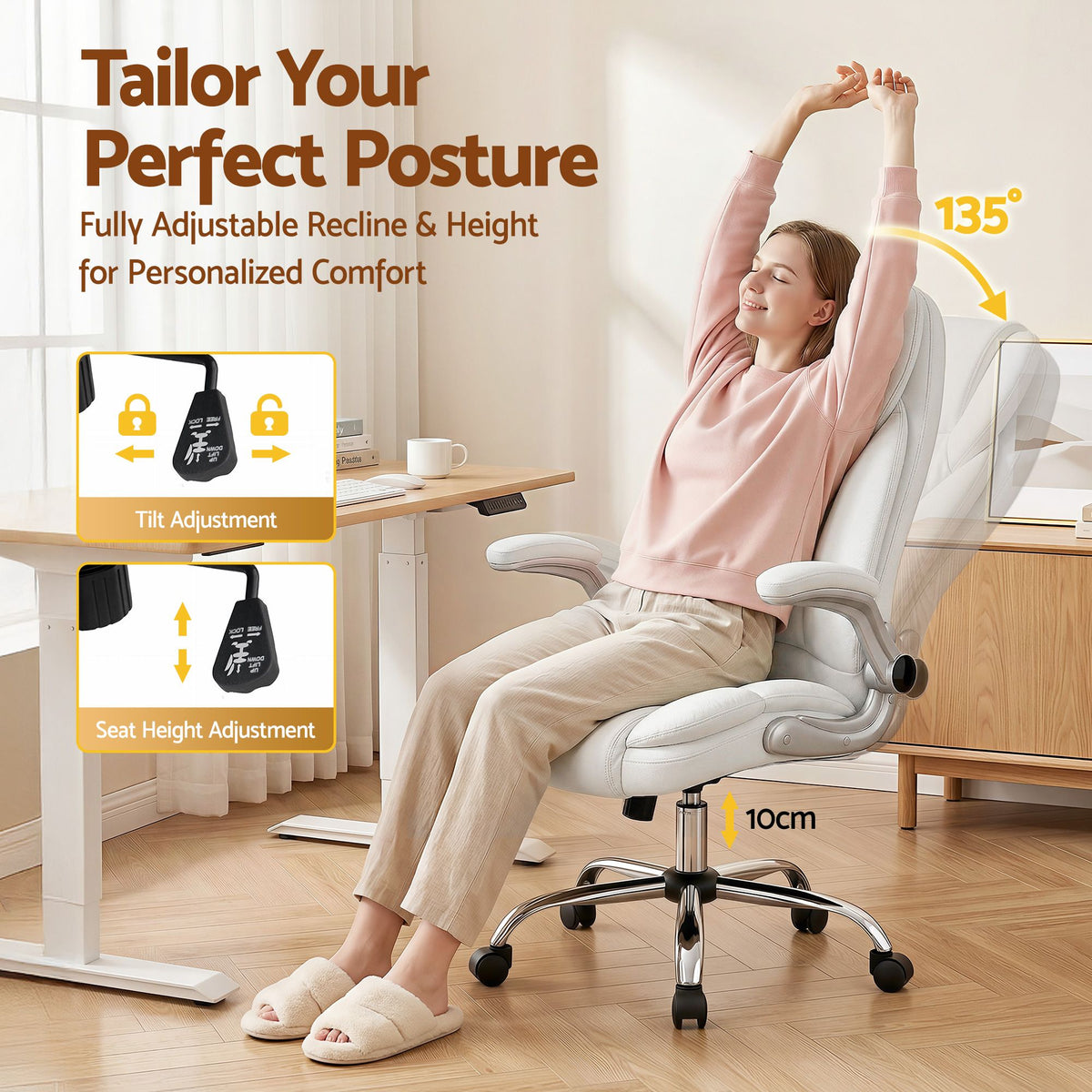 PU Leather Executive Office Desk Chair - White