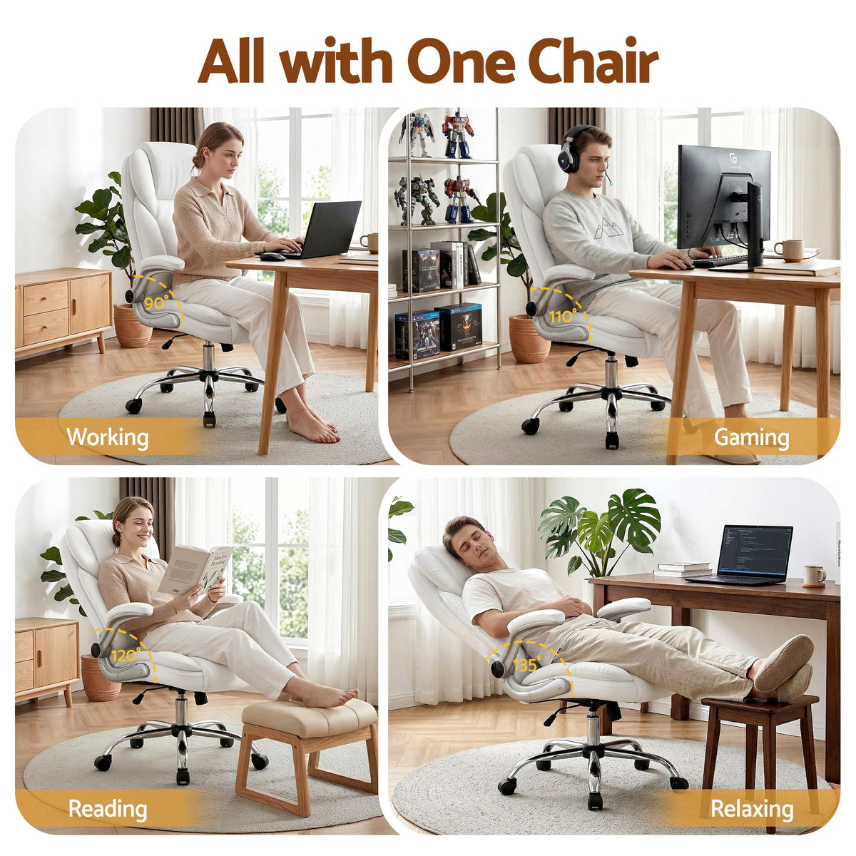 PU Leather Executive Office Desk Chair - White
