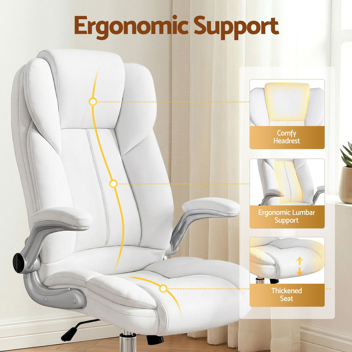 PU Leather Executive Office Desk Chair - White