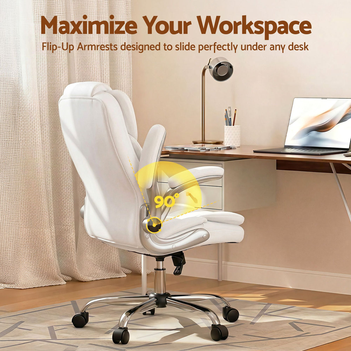 PU Leather Executive Office Desk Chair - White