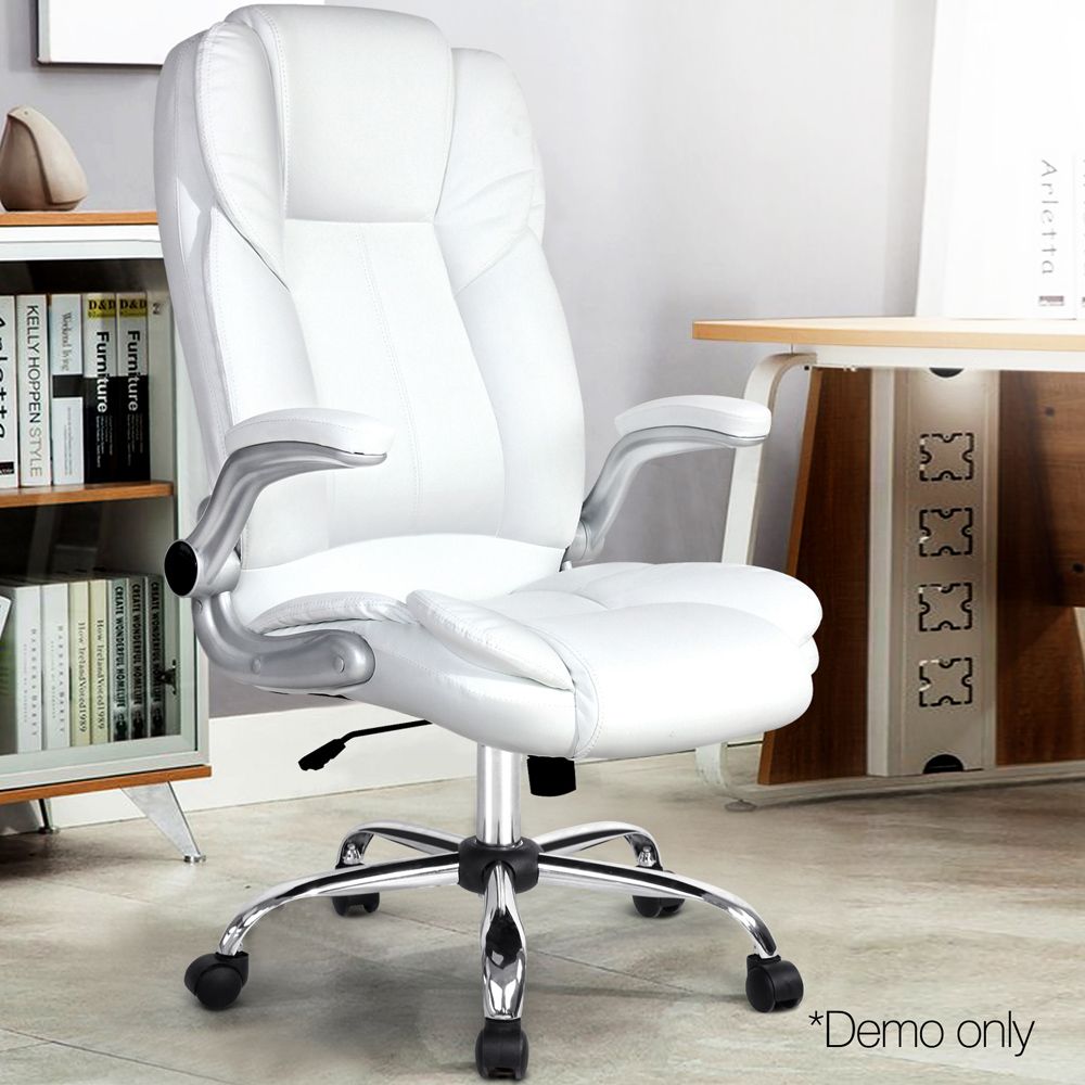 PU Leather Executive Office Desk Chair - White
