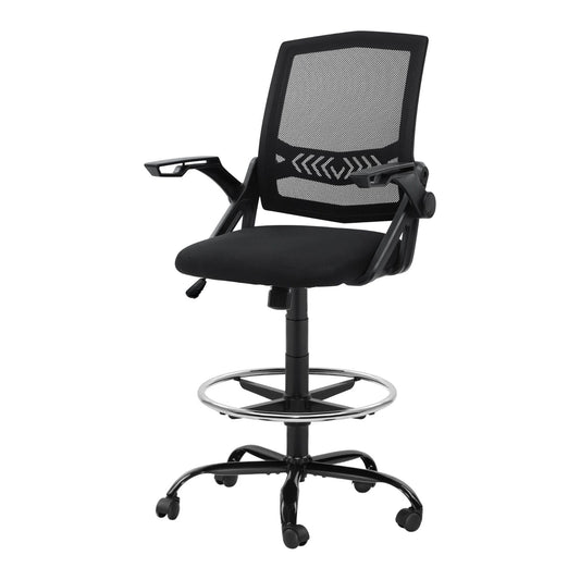 Office Chair Veer Drafting Stool Mesh Chairs Flip Up Armrest Black