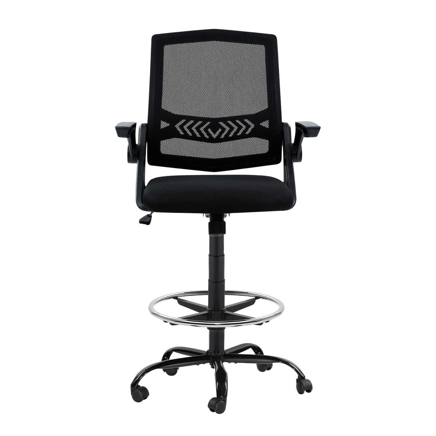 Office Chair Veer Drafting Stool Mesh Chairs Flip Up Armrest Black
