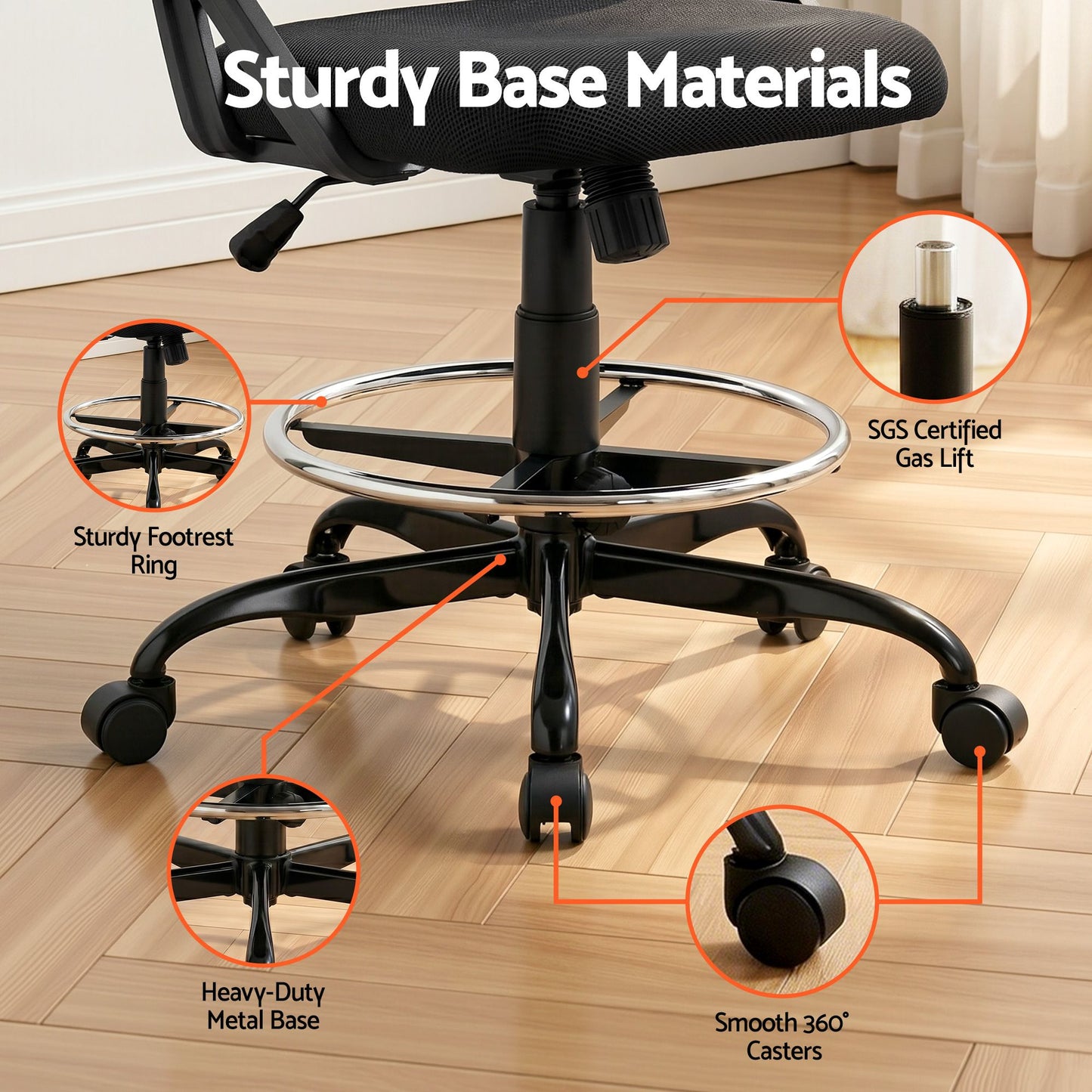 Office Chair Veer Drafting Stool Mesh Chairs Flip Up Armrest Black