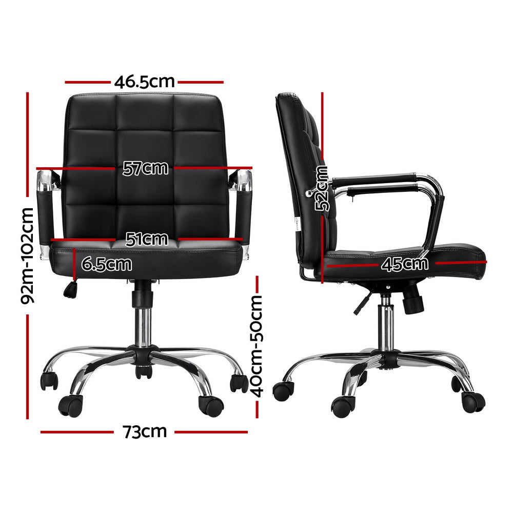 Office Chair PU Leather Mid Back Black