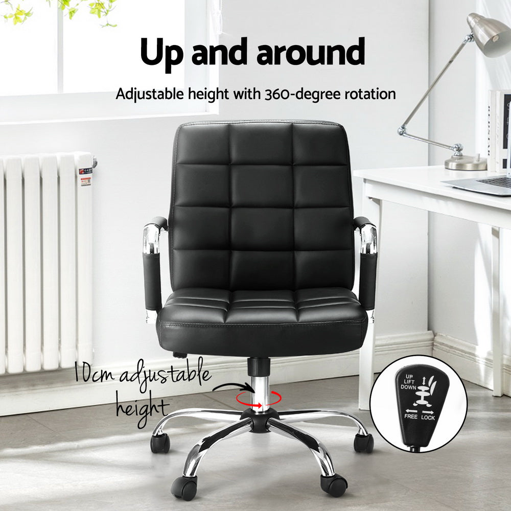 Office Chair PU Leather Mid Back Black