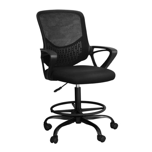 Office Chair Drafting Stool Computer Standing Desk Mesh - Black