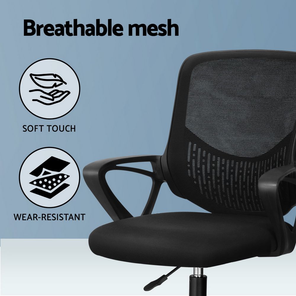 Office Chair Drafting Stool Computer Standing Desk Mesh - Black