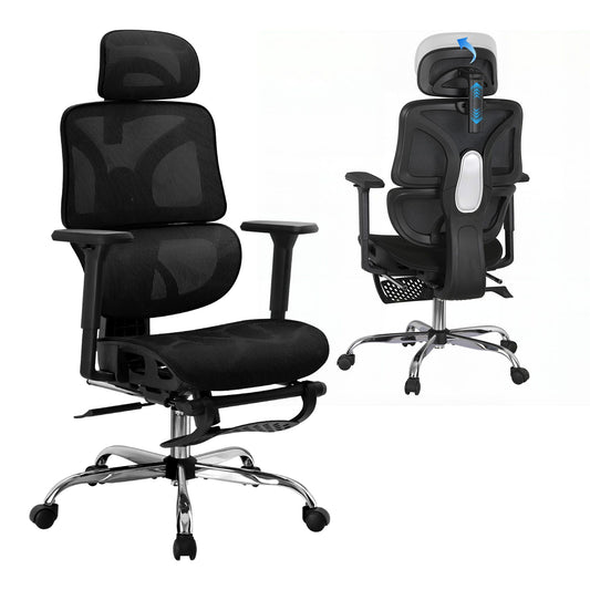 Ergonomic Office Chair with Footrest - Black