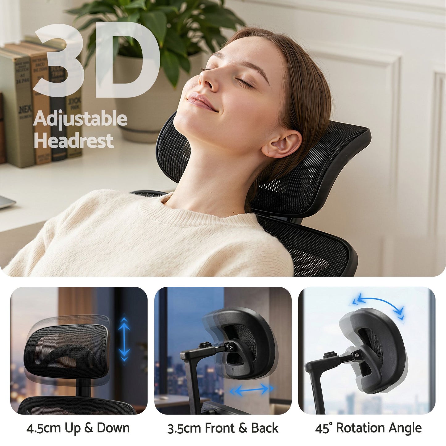 Ergonomic Office Chair with Footrest - Black