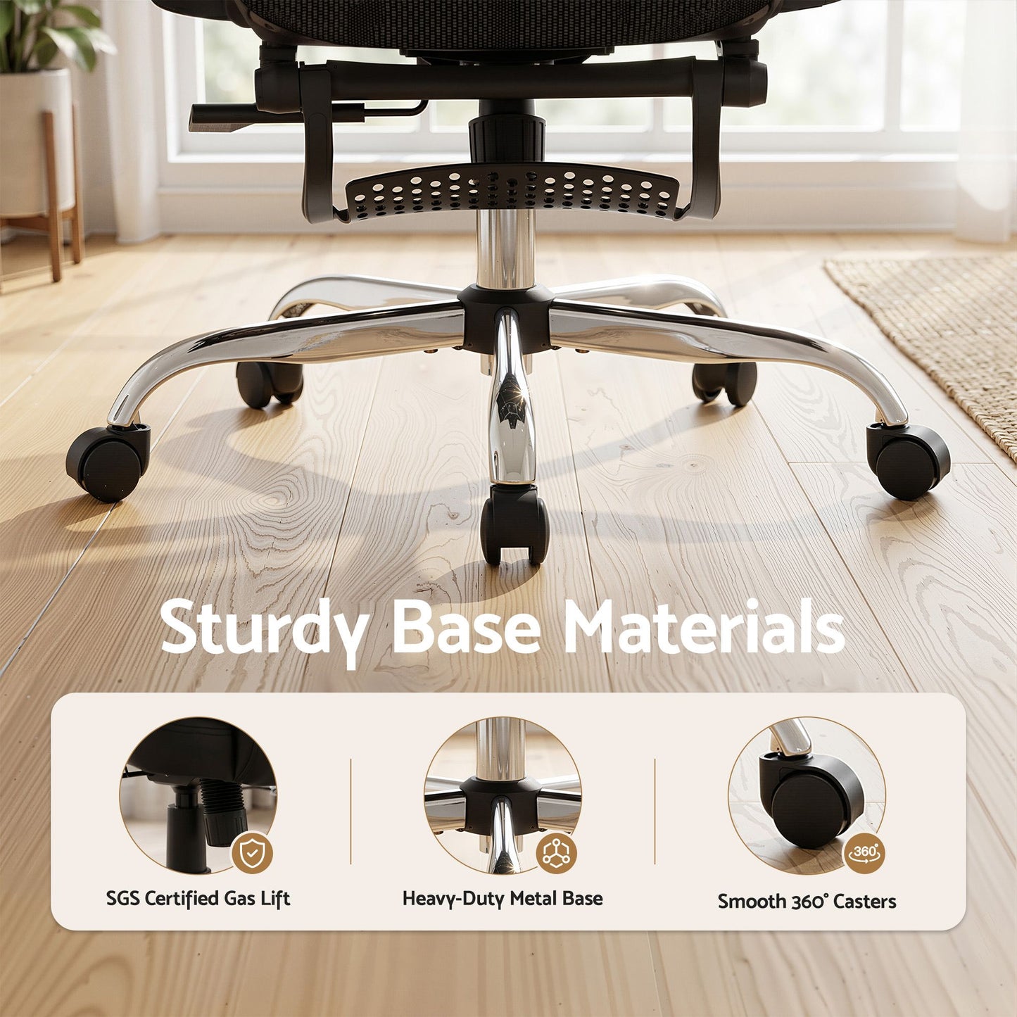 Ergonomic Office Chair with Footrest - Black