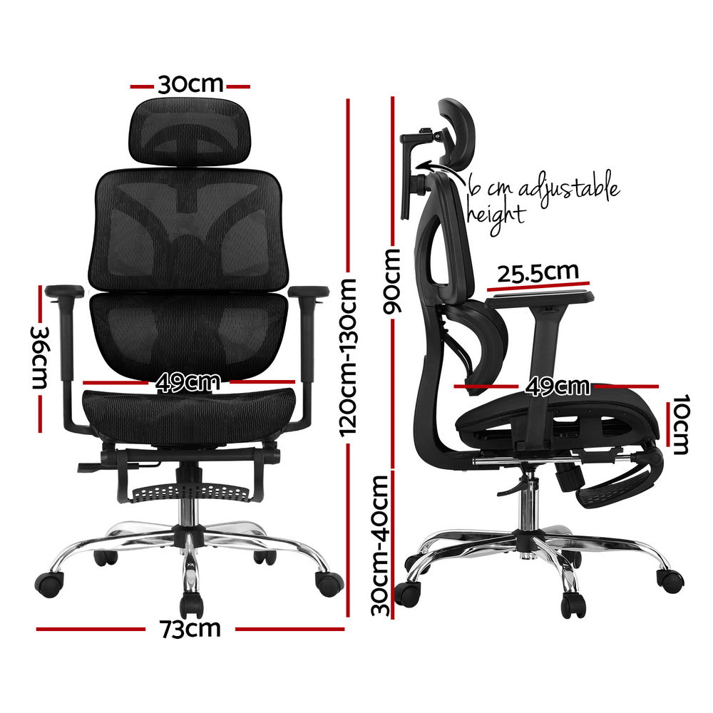 Ergonomic Office Chair with Footrest - Black